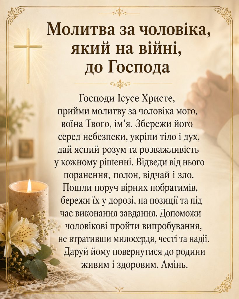 Молитва за чоловіка, який на війні: сильні молитви дружини про захист військового