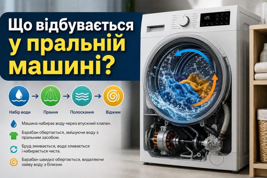 Як працює пральна машина всередині: барабан, двигун, насос і нагрів води