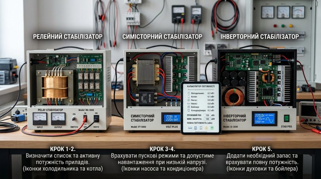 Як вибрати стабілізатор напруги для дому у 2026 році: релейний, симісторний чи інверторний