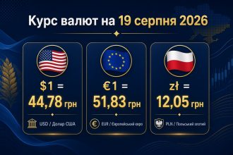 Курс валют на 19 серпня 2026: скільки коштують долар, євро та злотий