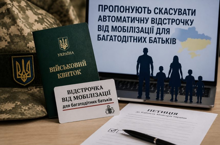 В Україні пропонують скасувати автоматичну відстрочку від мобілізації для багатодітних батьків
