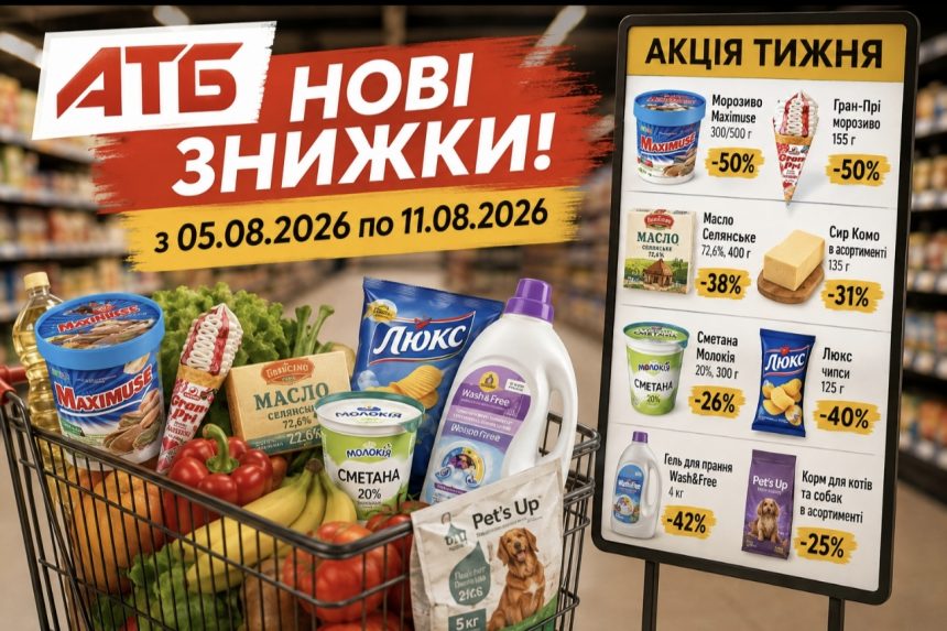 В АТБ стартували нові знижки: які товари можна придбати дешевше з 5 по 11 серпня 2026 року