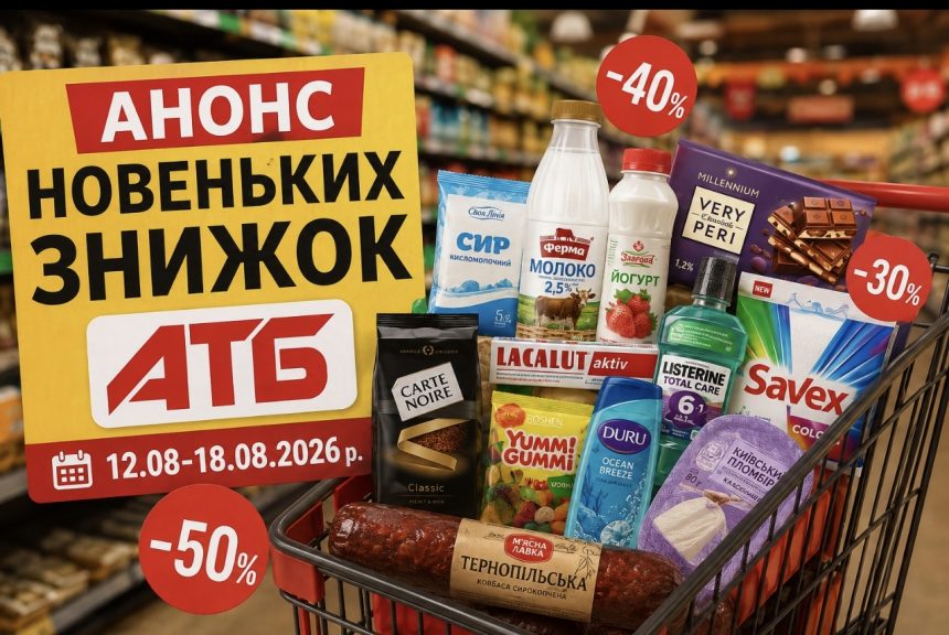 В АТБ стартували нові знижки: які товари можна придбати дешевше з 12 по 18 серпня 2026 року