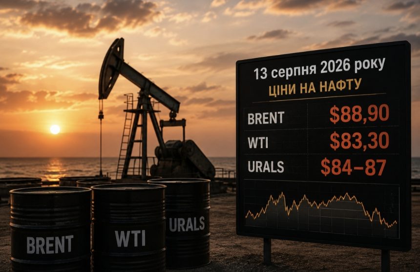 Ціна нафти 13 серпня 2026 року: скільки коштують Brent, WTI та Urals сьогодні