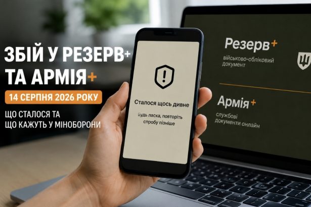 Збій у Резерв+ та Армія+ 14 серпня 2026 року — що сталося та коли відновлять роботу застосунків