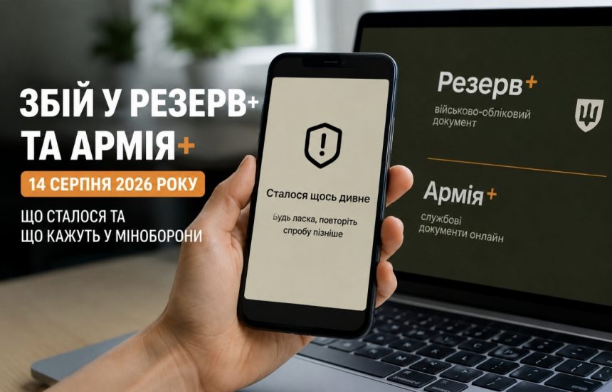 Збій у Резерв+ та Армія+ 14 серпня 2026 року — що сталося та коли відновлять роботу застосунків