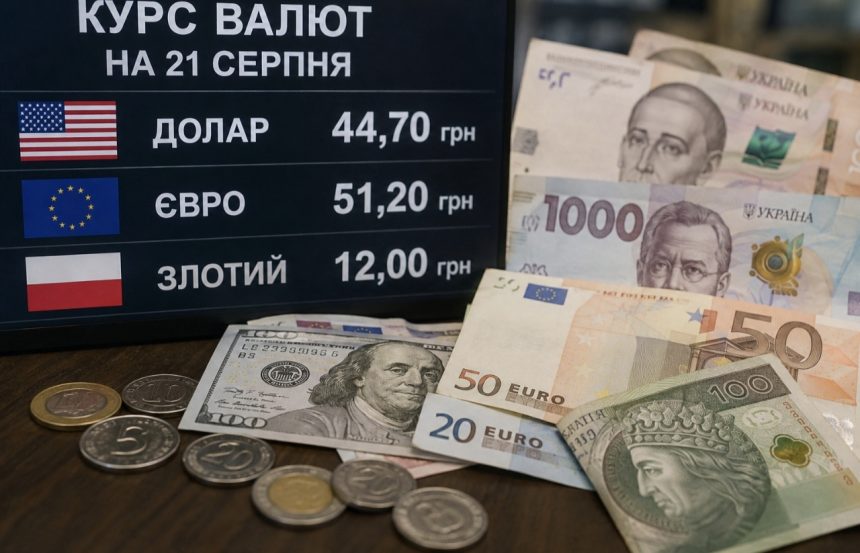 Курс валют на 21 серпня: скільки коштуватимуть долар, євро та злотий