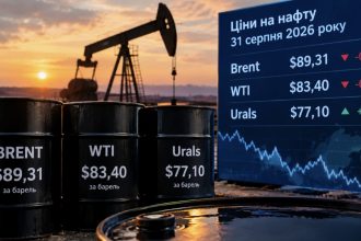 Ціна нафти 31 серпня 2026 року: скільки коштують Brent, WTI та Urals сьогодні
