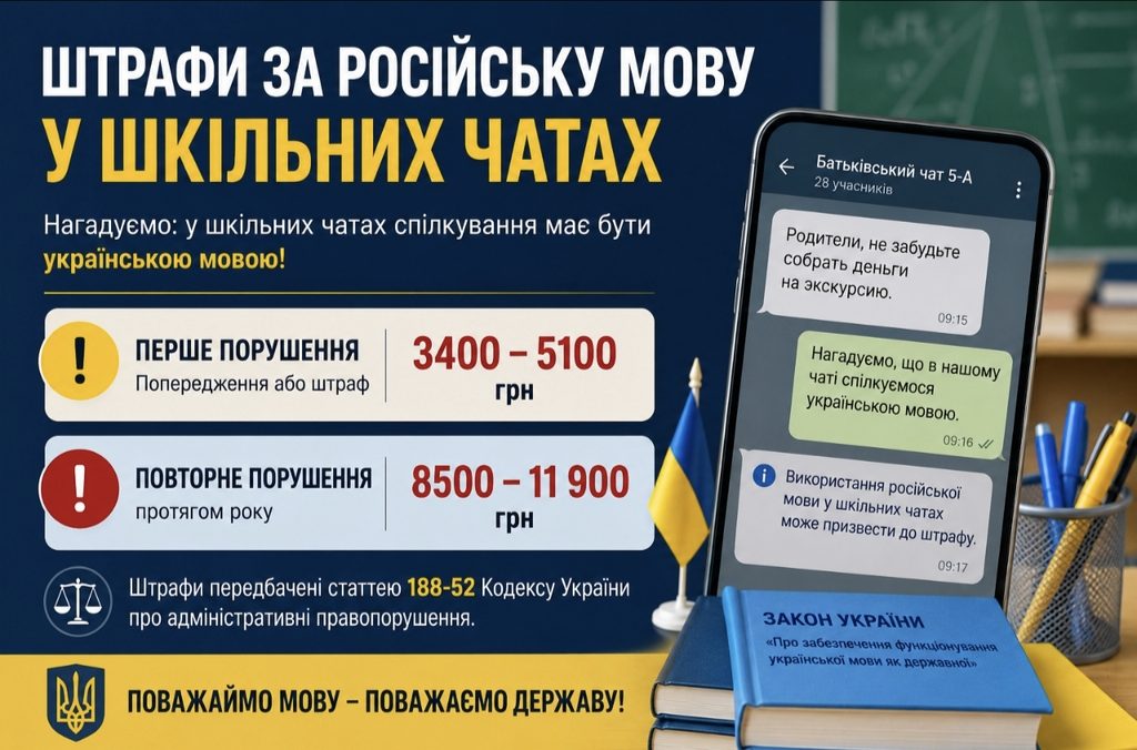 Як штрафуватимуть за російську мову у шкільних чатах і хто фіксує порушення