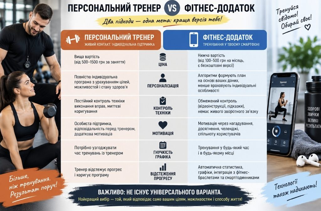 Персональний тренер vs додаток: що обирають українці у 2026 році і чому