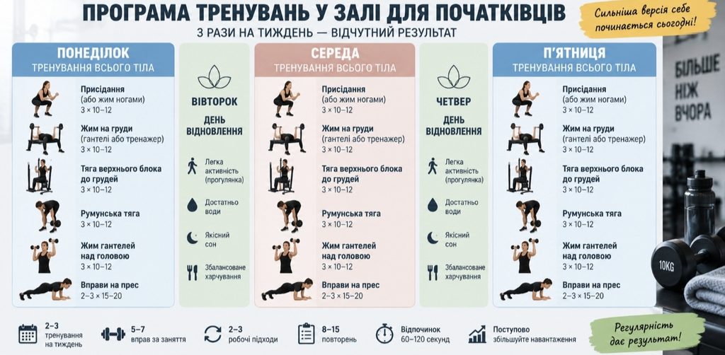 Як скласти програму тренувань у залі для початківців