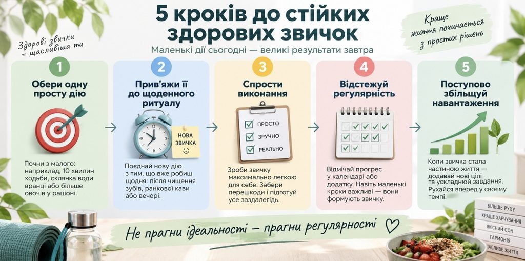 Як створити стійкі здорові звички, які залишаться з тобою на роки