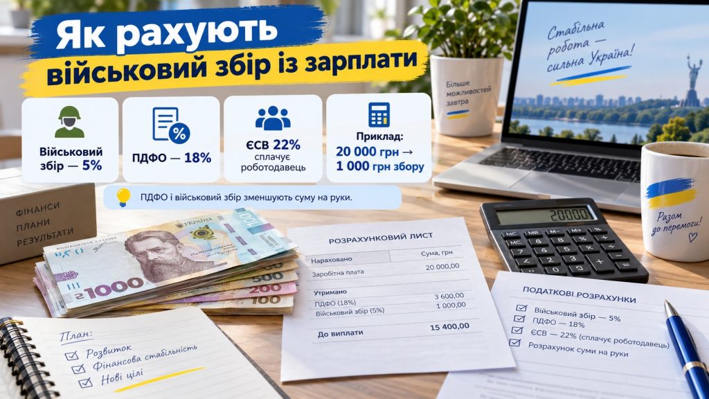 Військовий збір в Україні 2026: скільки утримують із зарплати та скільки платять ФОП