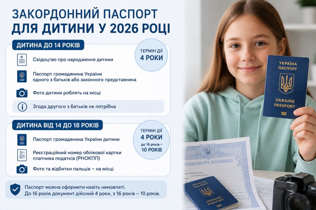 Що треба для закордонного паспорта в Україні 2026: документи для дорослих і дітей, правила оформлення та ціна
