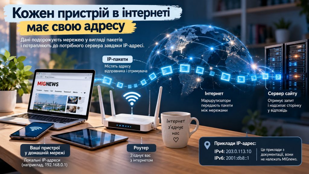 Як працює інтернет простими словами: пакети, IP, DNS і шлях запиту до сервера