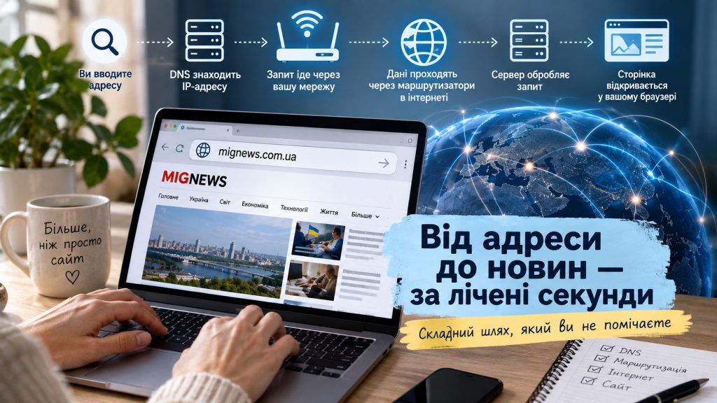 Як працює інтернет простими словами: пакети, IP, DNS і шлях запиту до сервера