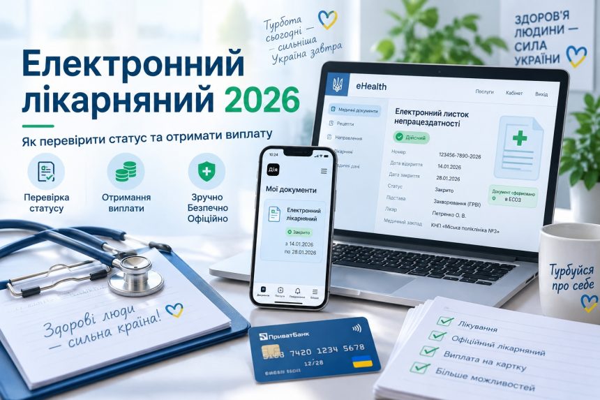 Електронний лікарняний у 2026 році: як перевірити статус та отримати виплату