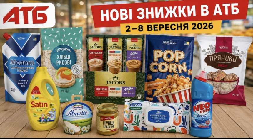 В АТБ стартували нові знижки: які товари можна придбати дешевше з 2 по 8 вересня 2026 року