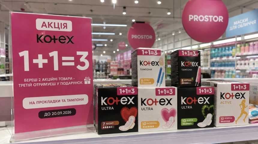 Як працює акція Kotex 1+1=3 у PROSTOR і до коли можна отримати третій товар у подарунок