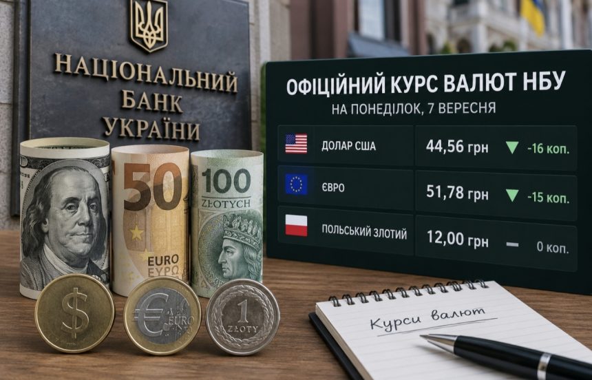Курс валют на 7 вересня 2026 року: скільки коштують долар, євро та злотий