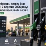 Ціни на бензин, дизель і газ в Україні 7 вересня 2026 року: скільки коштує пальне на АЗС сьогодні