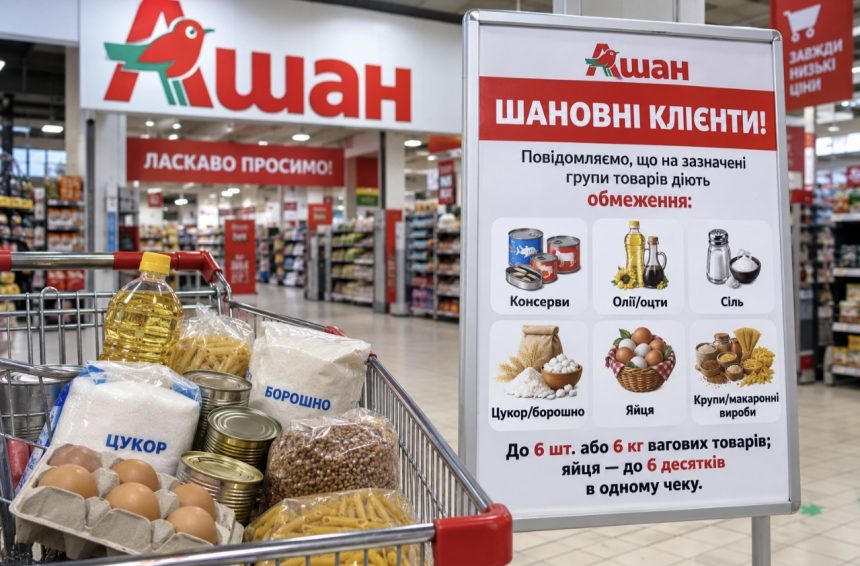 Ашан запровадив обмеження на продаж низки продуктів: які товари потрапили під ліміт
