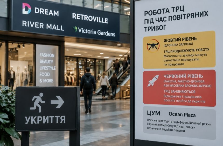 Як працюють ТРЦ у Києві під час повітряних тривог у 2026 році