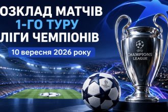 Ліга чемпіонів 10 вересня 2026: розклад матчів, час початку та де дивитися