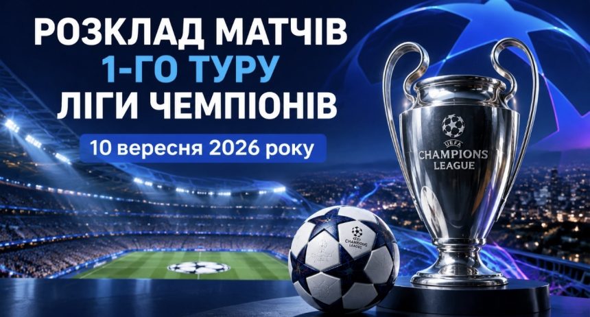 Ліга чемпіонів 10 вересня 2026: розклад матчів, час початку та де дивитися