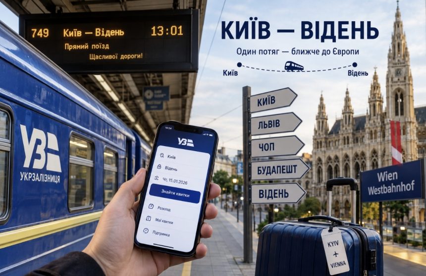 Як їде потяг Київ — Відень №749 у 2026 році: розклад, маршрут, квитки, ціна та де купити квиток у застосунку УЗ