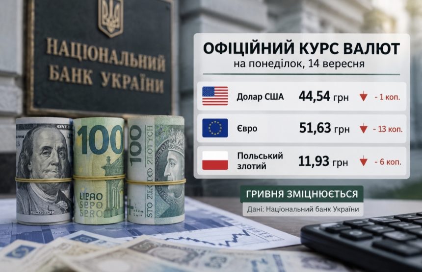 Курс валют на 14 вересня 2026 року: скільки коштують долар, євро та злотий