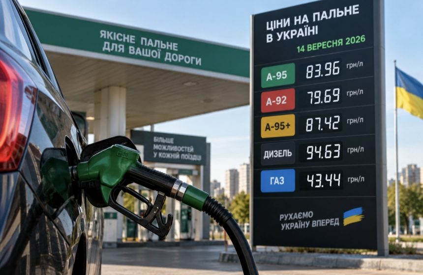 Ціни на бензин, дизель і газ в Україні 14 вересня 2026 року: скільки коштує пальне сьогодні