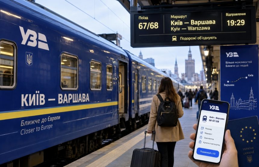 Як їде потяг Київ — Варшава №67/68 у 2026 році: розклад, маршрут, квитки, ціна та де купити квиток у застосунку УЗ