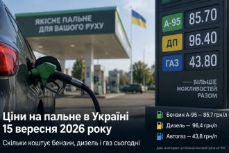 Ціни на бензин, дизель і газ в Україні 15 вересня 2026 року: скільки коштує пальне сьогодні