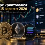 Курс криптовалют на 15 вересня 2026: скільки коштують Bitcoin, Ethereum і Solana сьогодні
