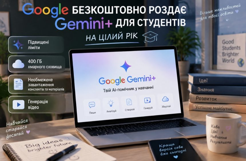Як отримати Google Gemini+ безкоштовно студентам та що входить у річний доступ до штучного інтелекту