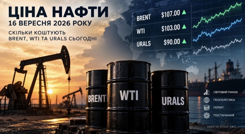 Ціна нафти 16 вересня 2026 року: скільки коштують Brent, WTI та Urals сьогодні