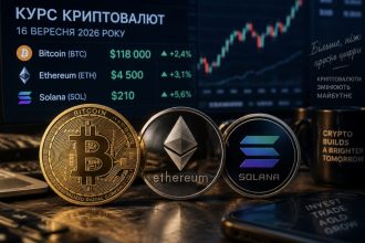 Скільки коштує Bitcoin сьогодні 16 вересня 2026 року: актуальні ціни BTC, Ethereum та Solana