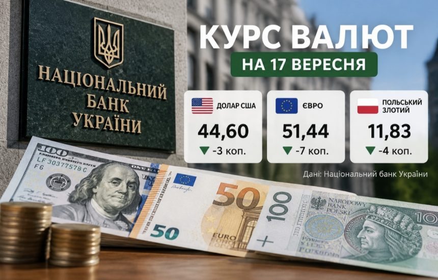 Курс валют на 17 вересня 2026 року: скільки коштують долар, євро та злотий