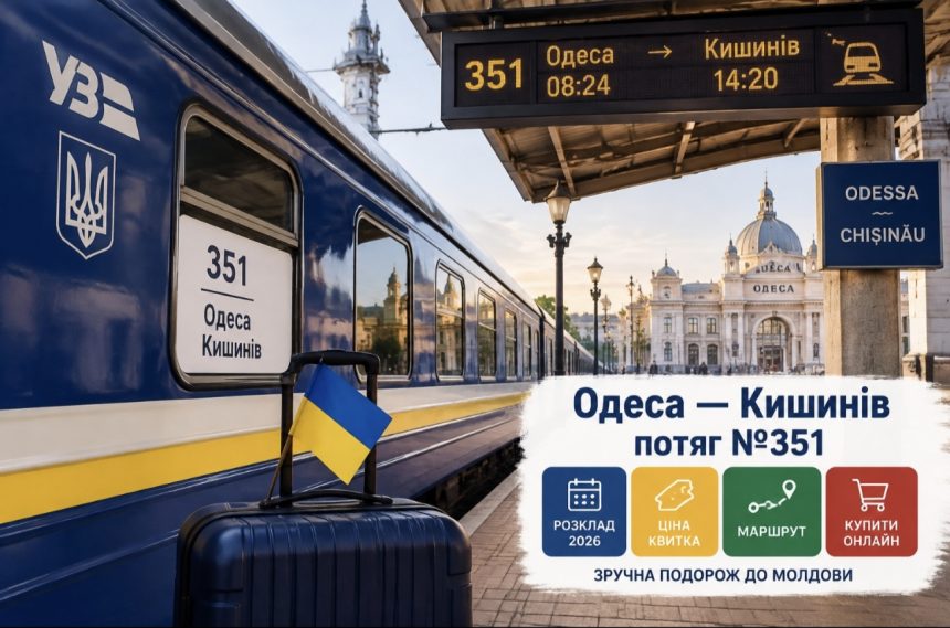 Одеса — Кишинів потяг №351: розклад 2026, ціна квитка, маршрут та як доїхати до Молдови