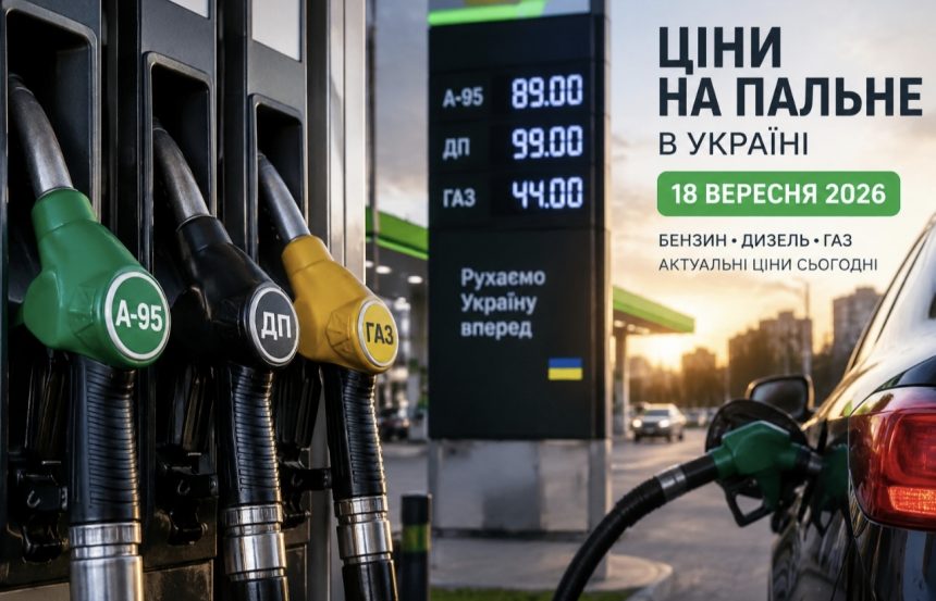 Ціни на бензин, дизель і газ в Україні 18 вересня 2026 року: скільки коштує пальне сьогодні