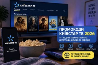 Промокоди Київстар ТБ 2026: як отримати 14–30 днів безкоштовного перегляду фільмів та серіалів