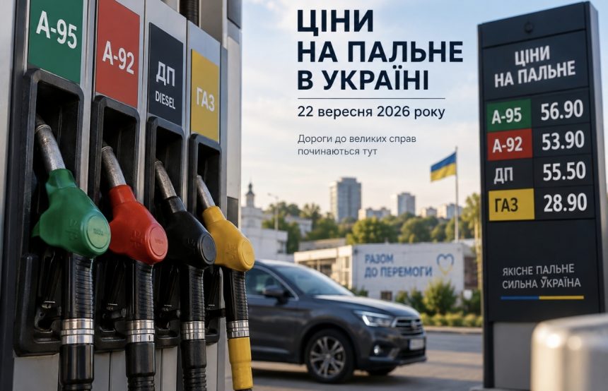 Ціни на бензин, дизель і газ в Україні 22 вересня 2026 року: скільки коштує пальне сьогодні