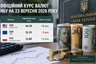Курс валют на 23 вересня 2026 року: скільки коштують долар, євро та злотий