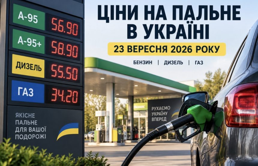 Ціни на бензин, дизель і газ в Україні 23 вересня 2026 року: скільки коштує пальне сьогодні