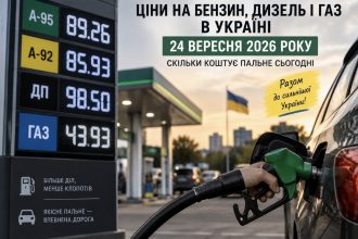 Ціни на бензин, дизель і газ в Україні 24 вересня 2026 року: скільки коштує пальне сьогодні