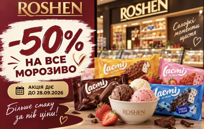 Акція ROSHEN на все морозиво: до якого числа діє знижка -50%