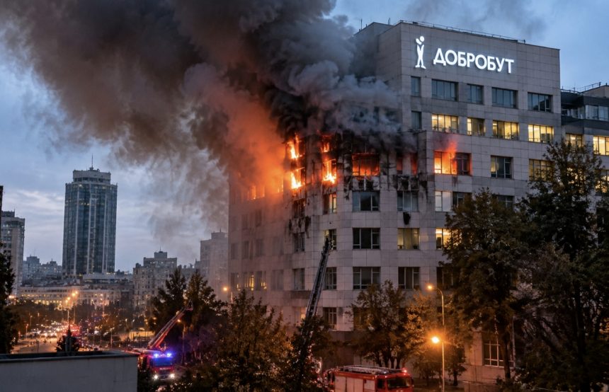 Де горить «Добробут» у Києві: наслідки прильоту та останні новини