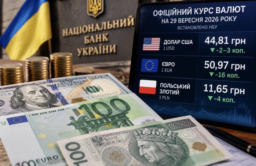 Курс валют на 29 вересня 2026 року: скільки коштують долар, євро та злотий