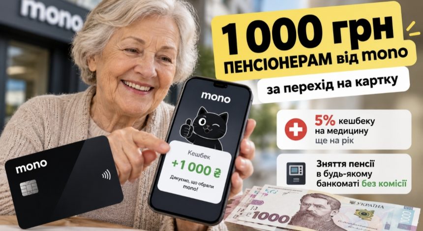 Monobank виплатить 1000 гривень пенсіонерам: кому дадуть гроші та які умови